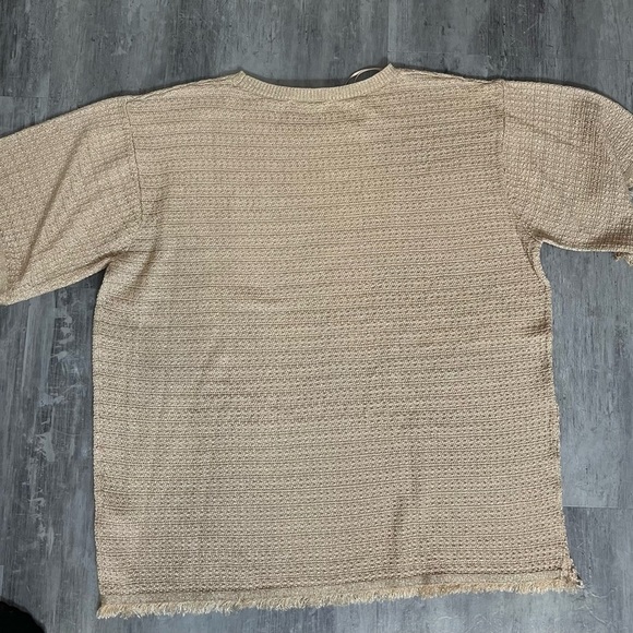 Zara Gold Shimmer Short Sleeve Frayed Top and Bottom  Size Small - Picture 10 of 12